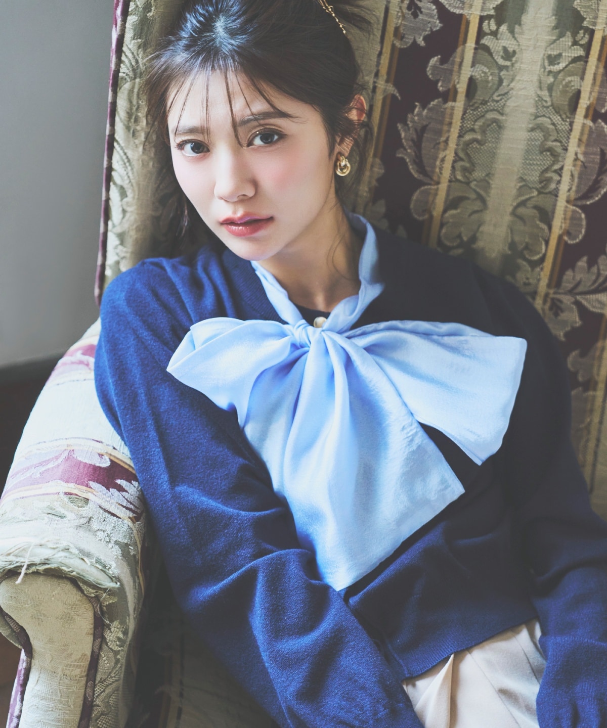 【先行予約受付中】異素材リボンニットカーディガン