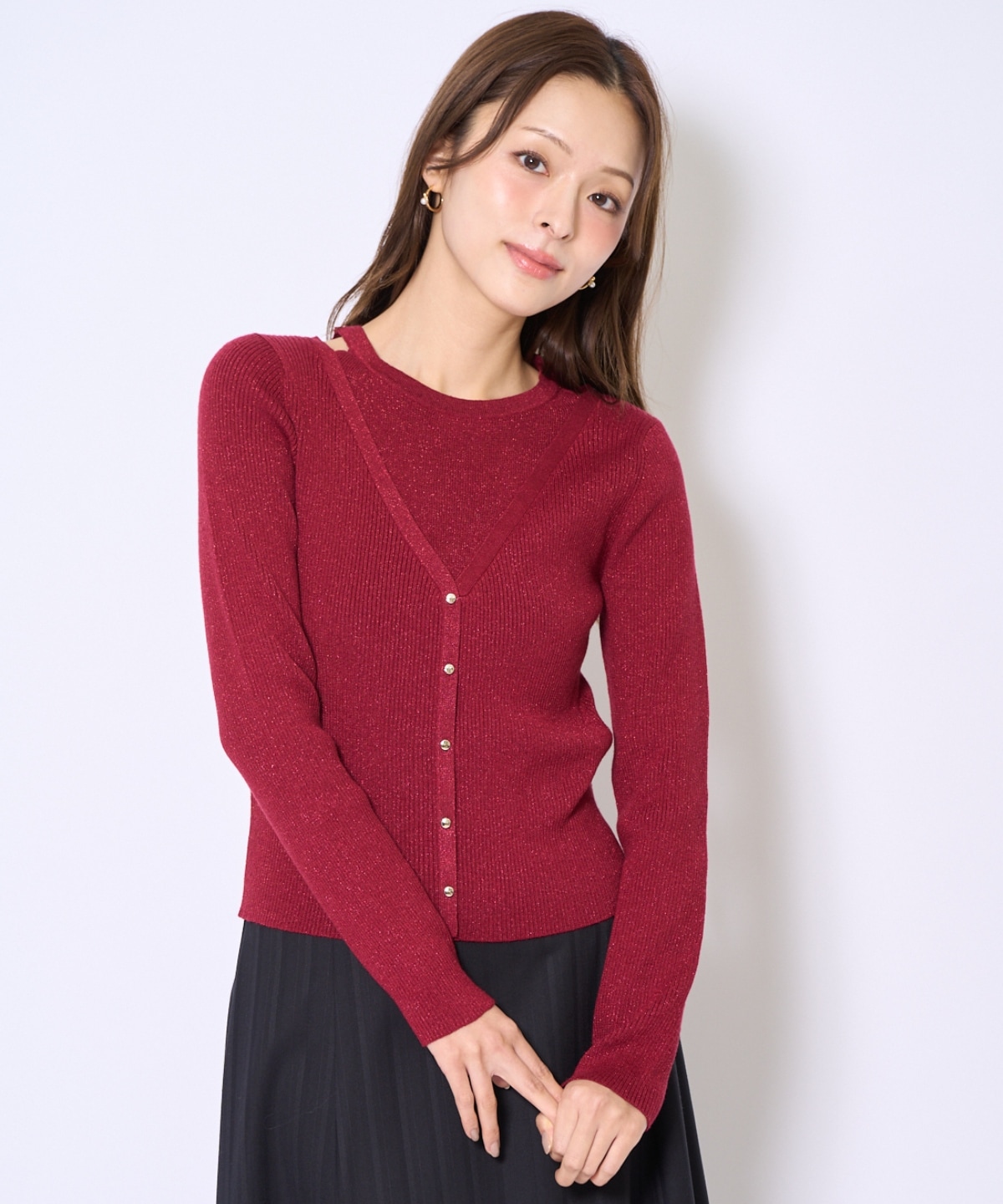 ホルタードッキングカーディガン風プルオーバー