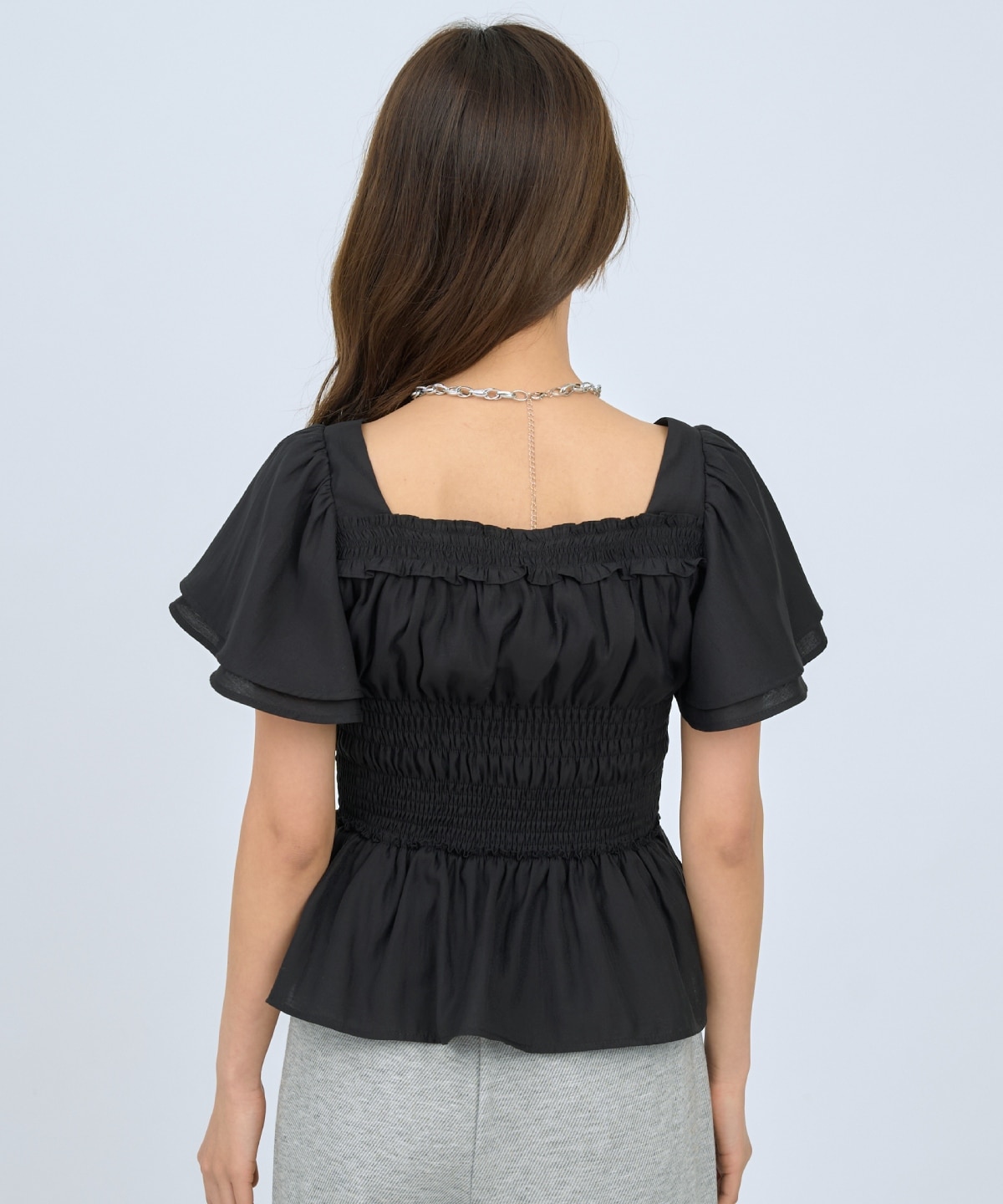 ウエストシャーリングブラウス