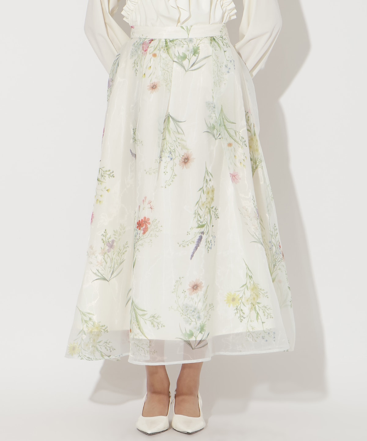 【先行予約受付中】フラワーオーガンジーフレアスカート