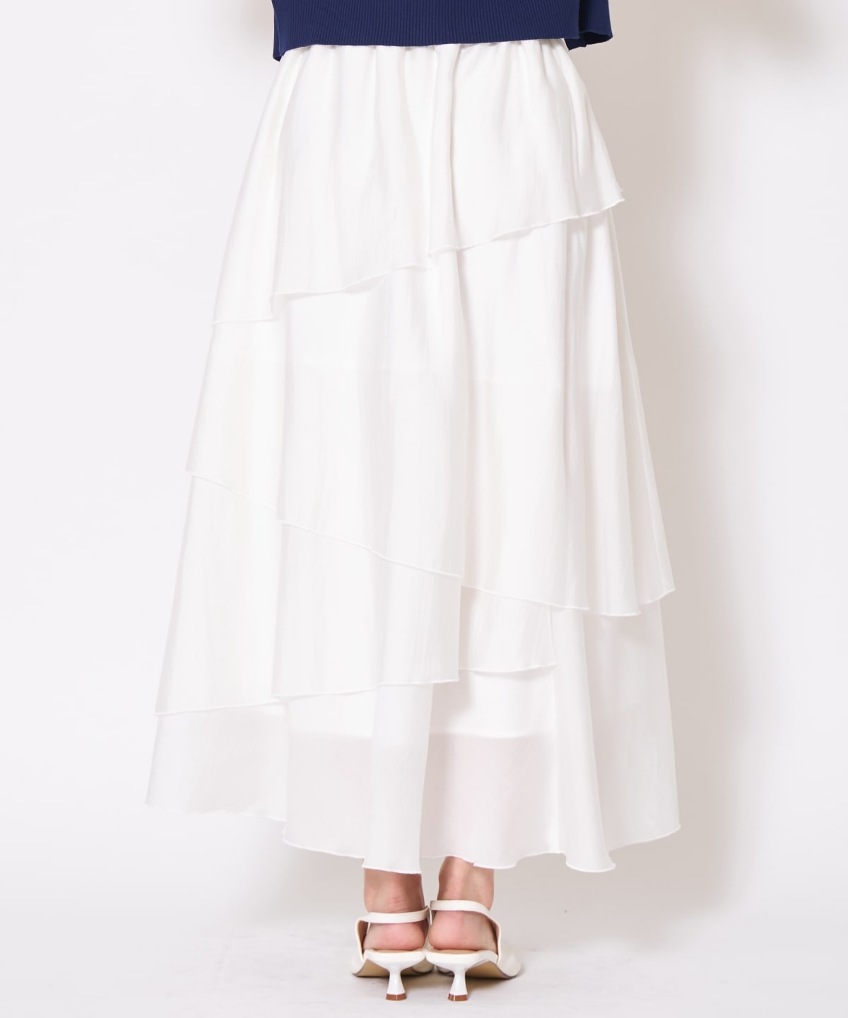 アシンメトリーシフォンラッフルスカート