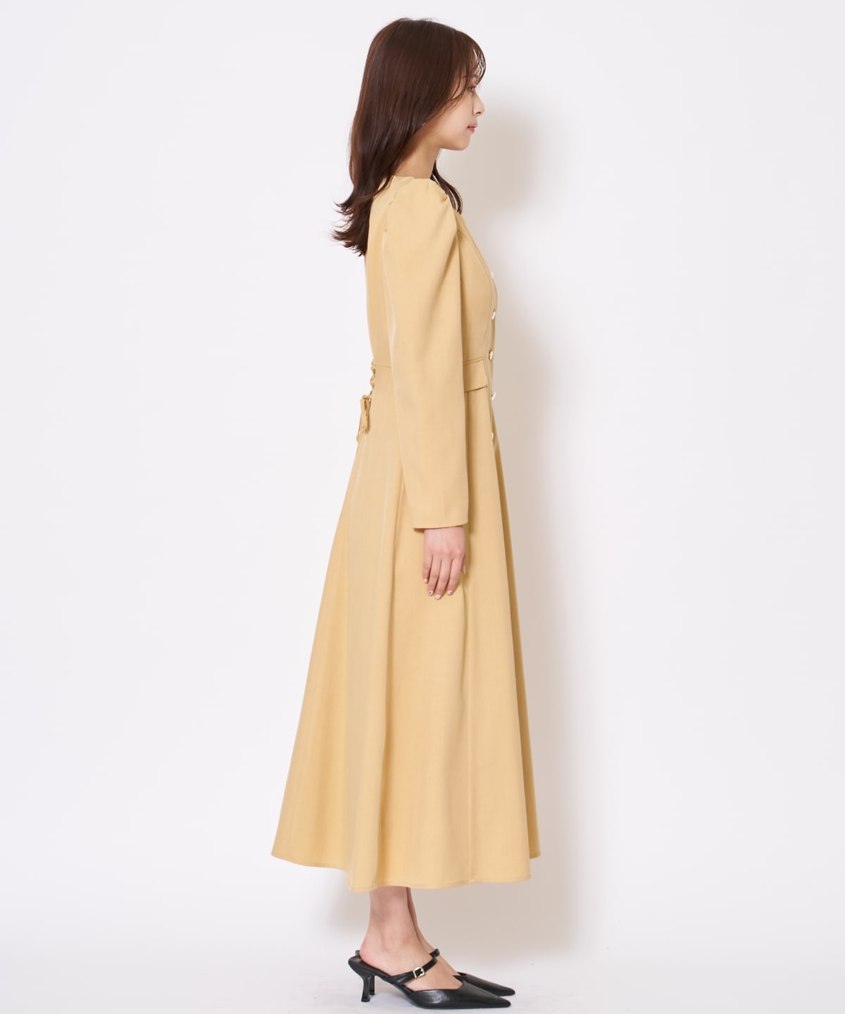 【先行予約受付中】Vネックパフスリーブワンピース