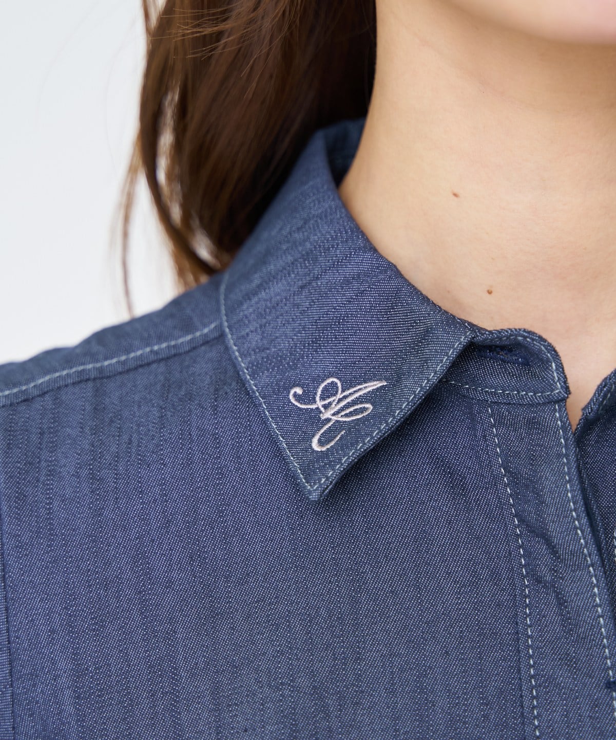 【先行予約受付中】ベルト付き５分袖デニムワンピース