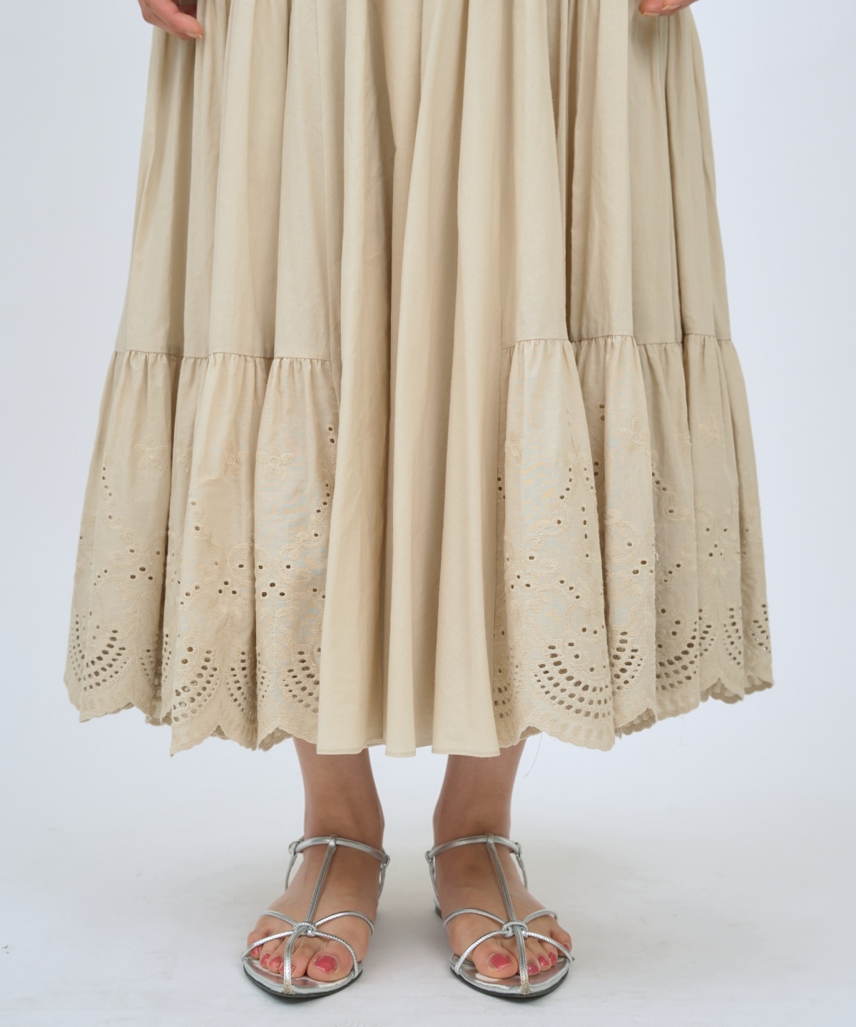 レースオフショルティアードワンピース