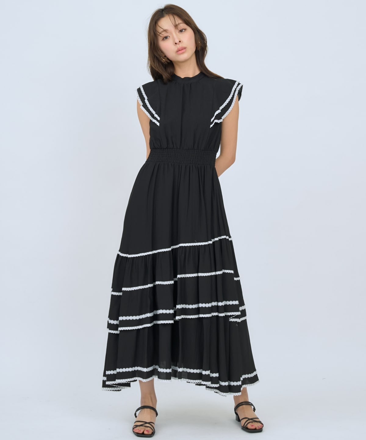 レーストリミングティアードワンピース