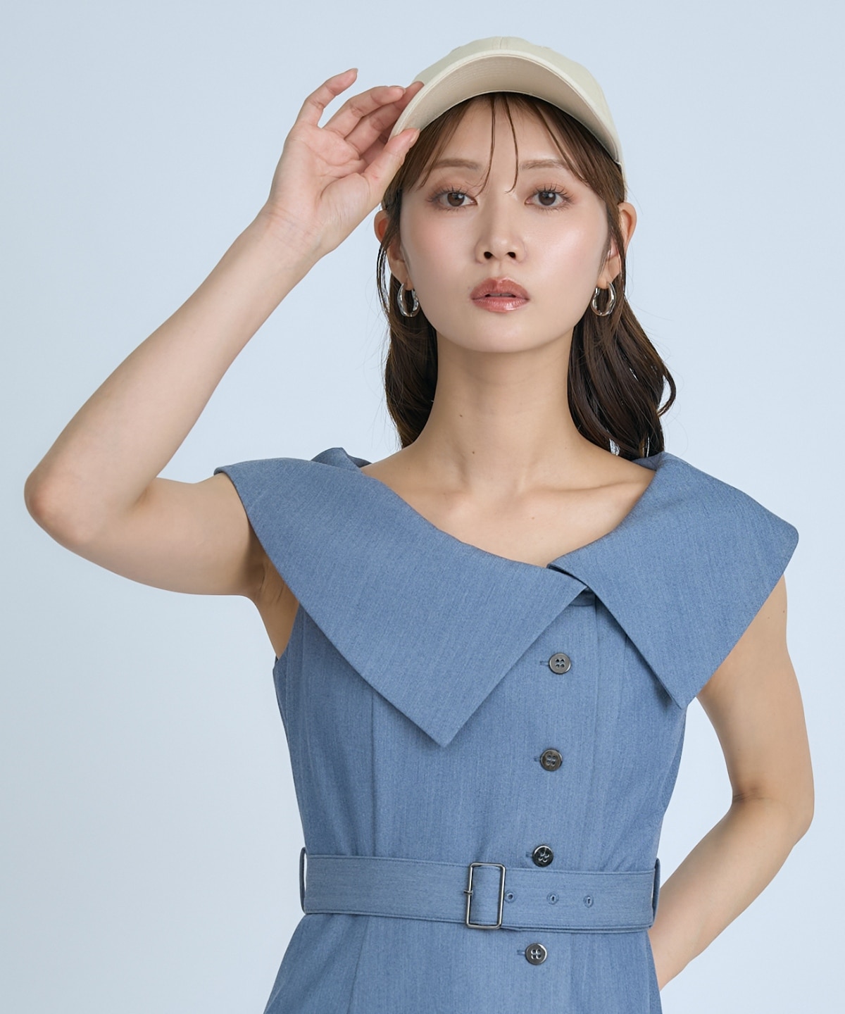 【先行予約受付中】アシメビックカラー前ボタンワンピース