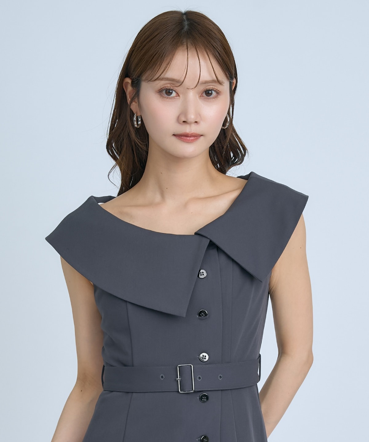 【先行予約受付中】アシメビックカラー前ボタンワンピース