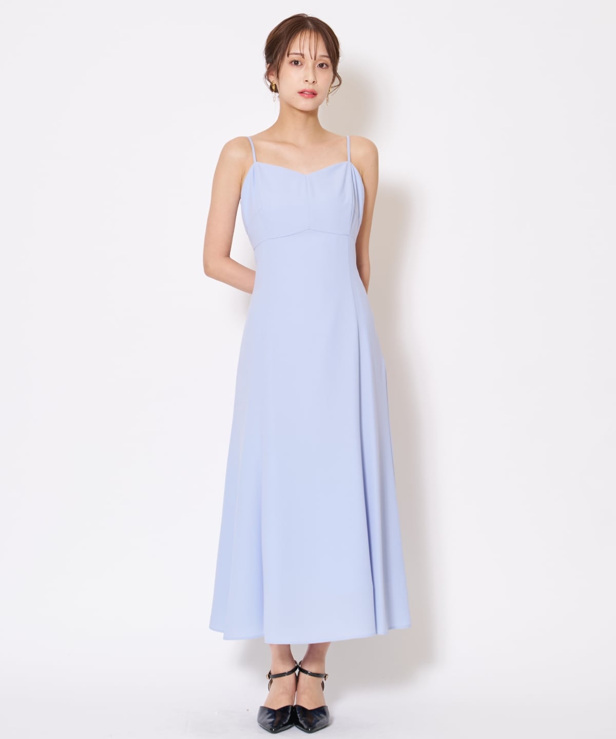 サテントリミングブラウス×ドレス