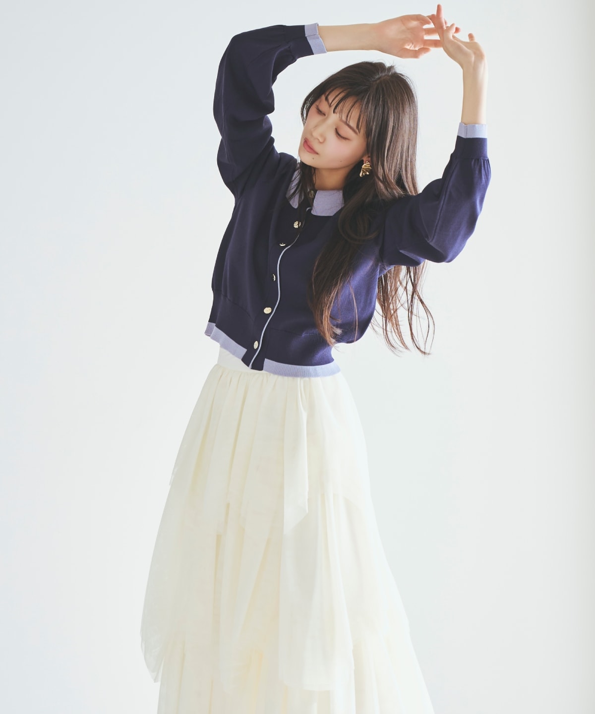 【先行予約受付中】配色レイヤードライクニットカーディガン