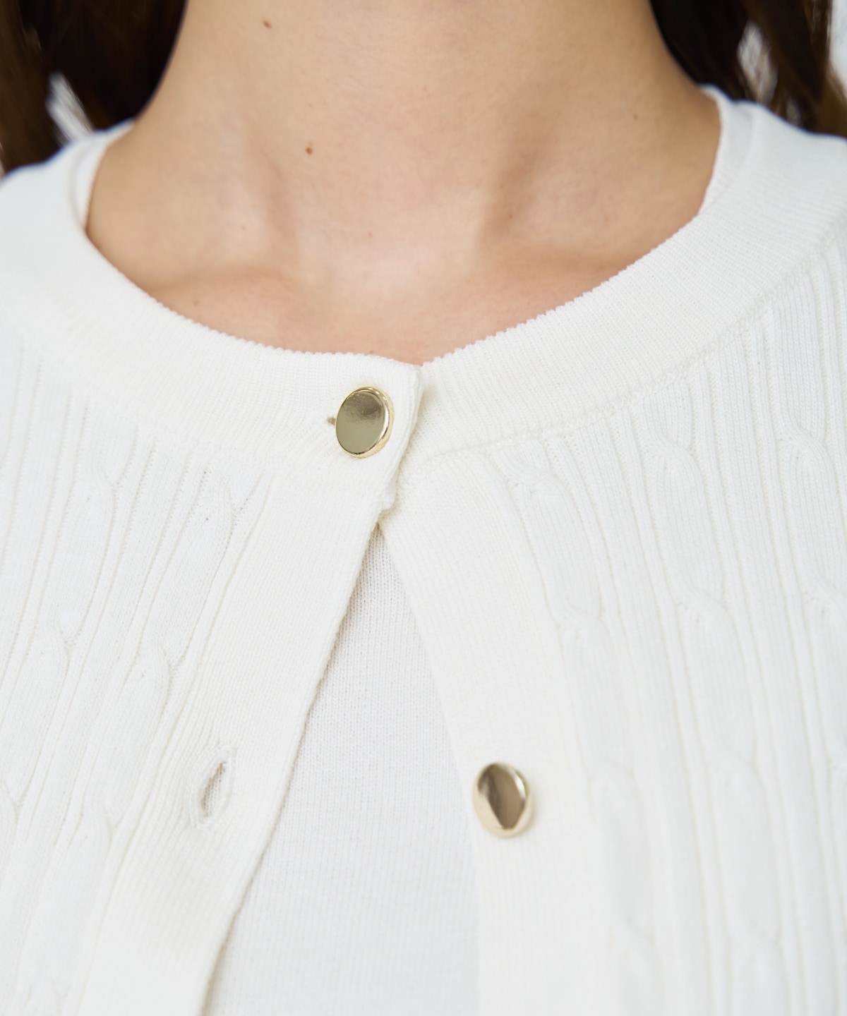 ケーブル編みカーディガンアンサンブル