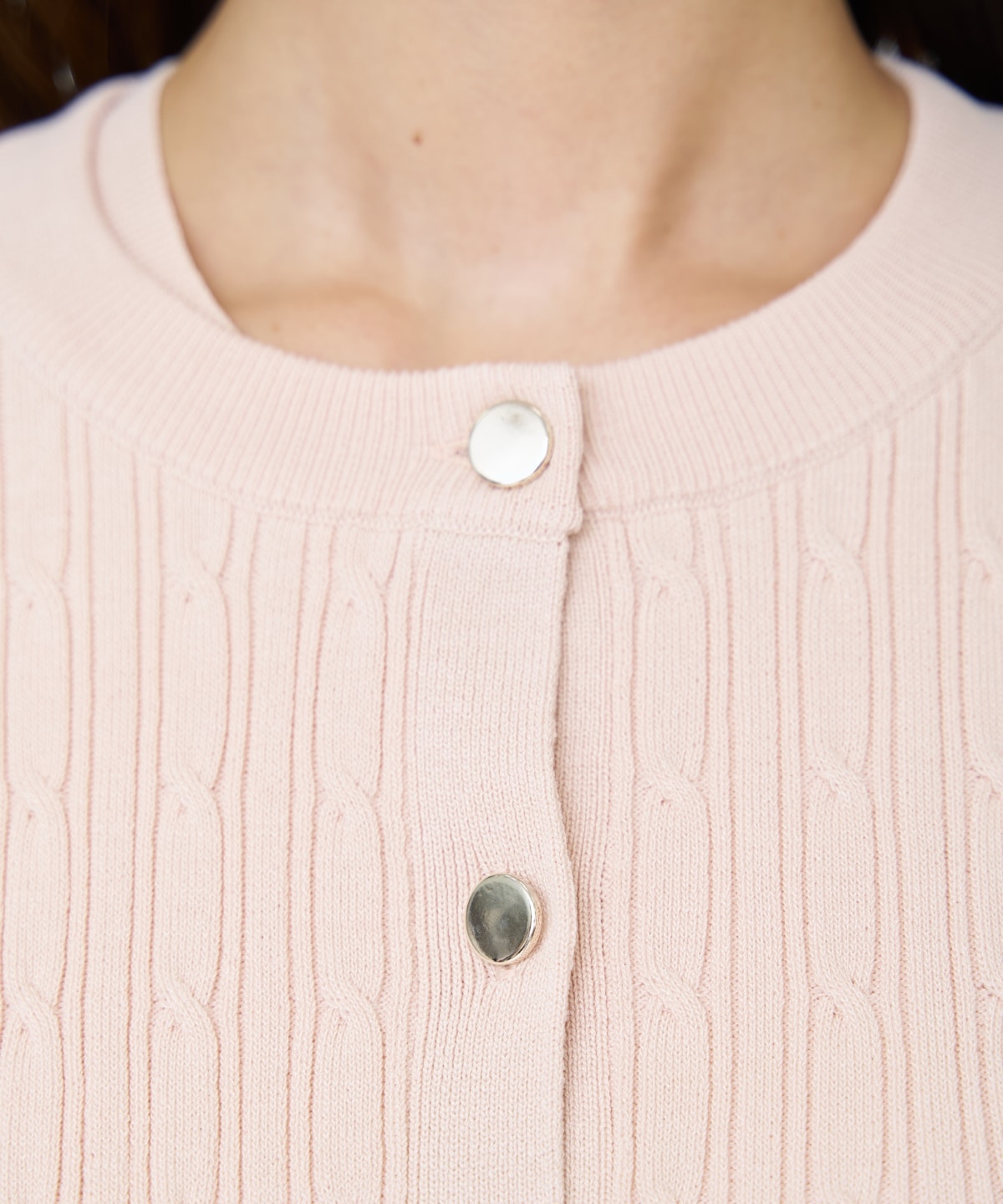 ケーブル編みカーディガンアンサンブル