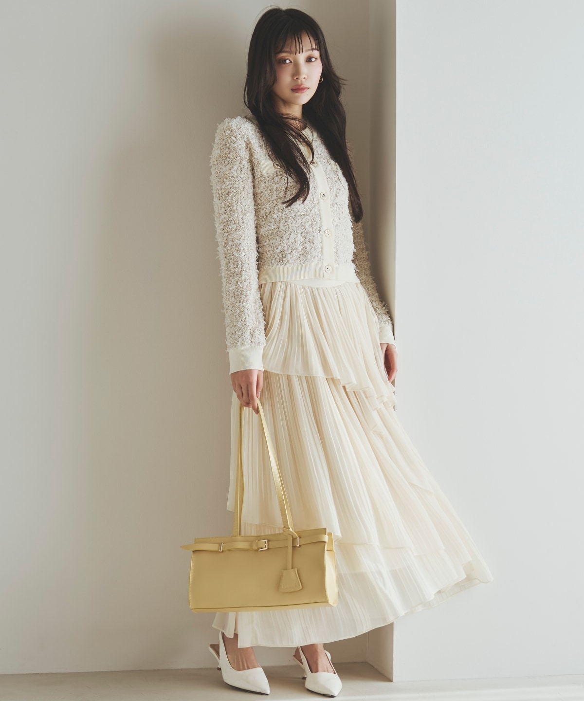 【先行予約受付中】ラメ入りツイード調ニットカーディガン