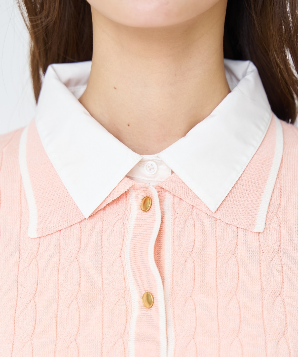 【先行予約受付中】配色シャツ襟ペプラムニットプルオーバー