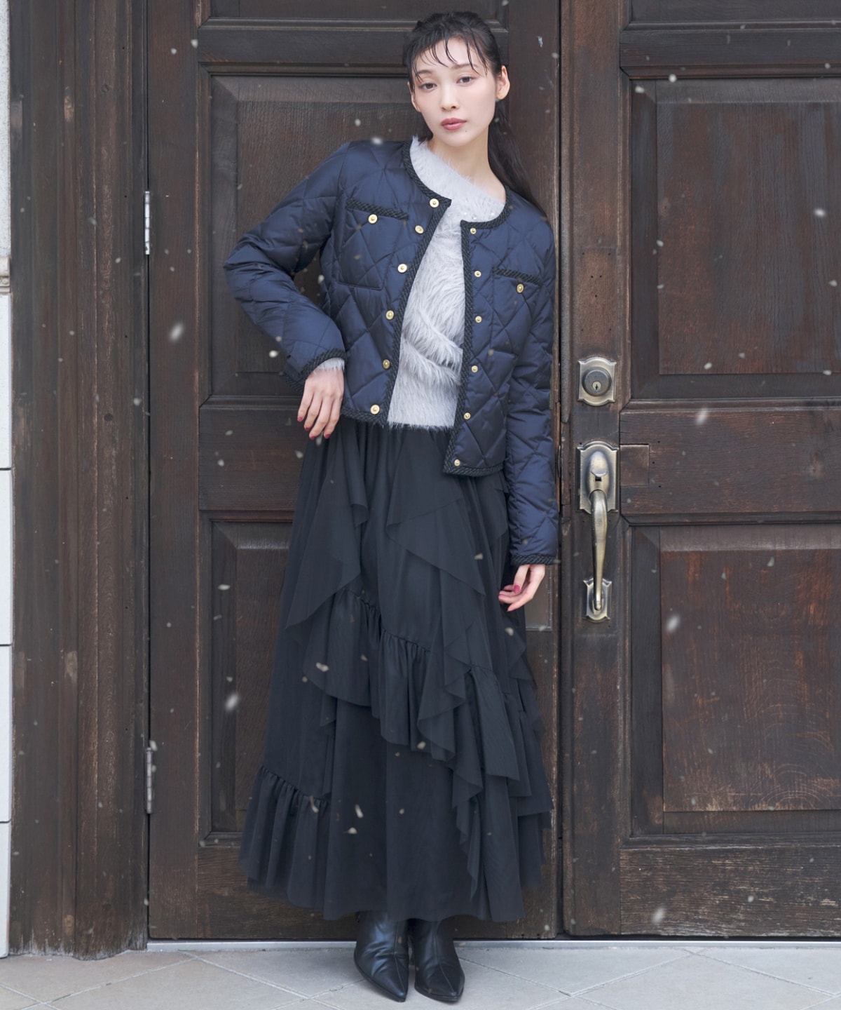 【TAION×AND COUTURE】ノーカラーショートダウンジャケット