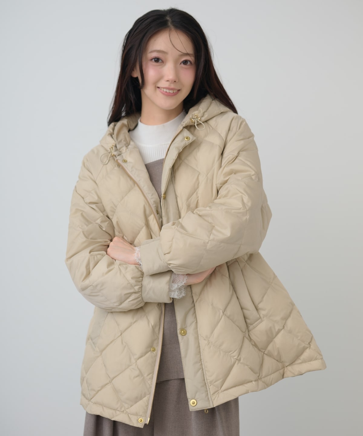 【TAION×AND COUTURE】ウエストドロストミドルダウンジャケット