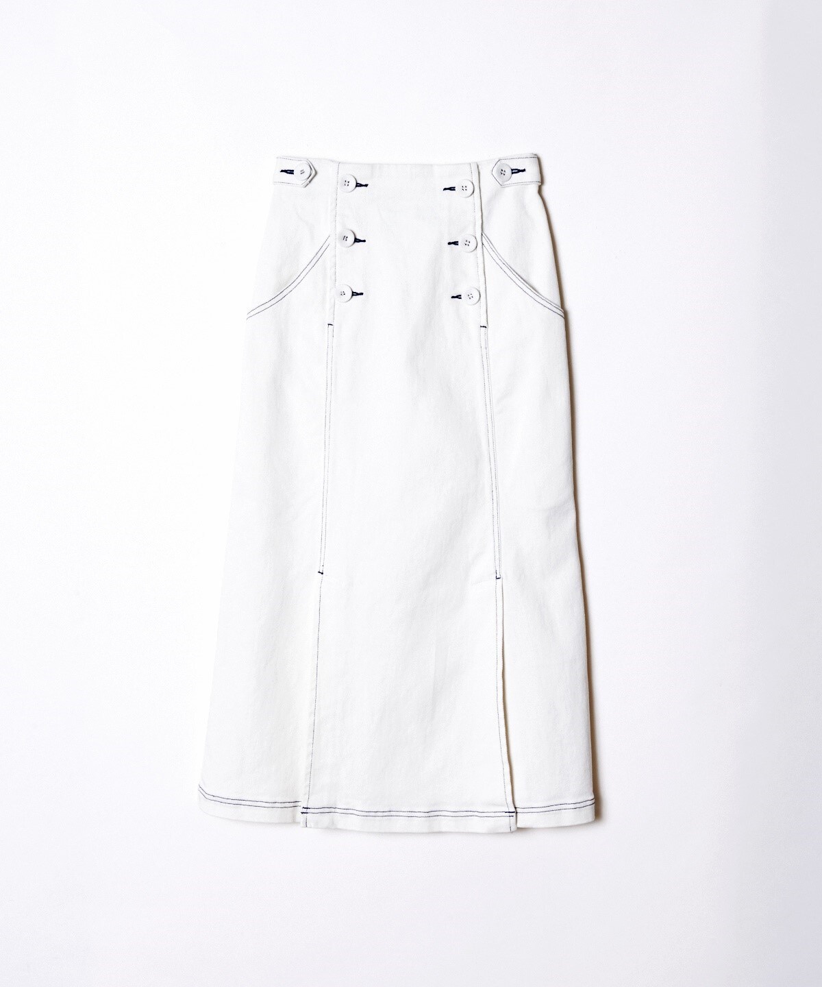 ★デニムダブルボタンデザインタイトスカート