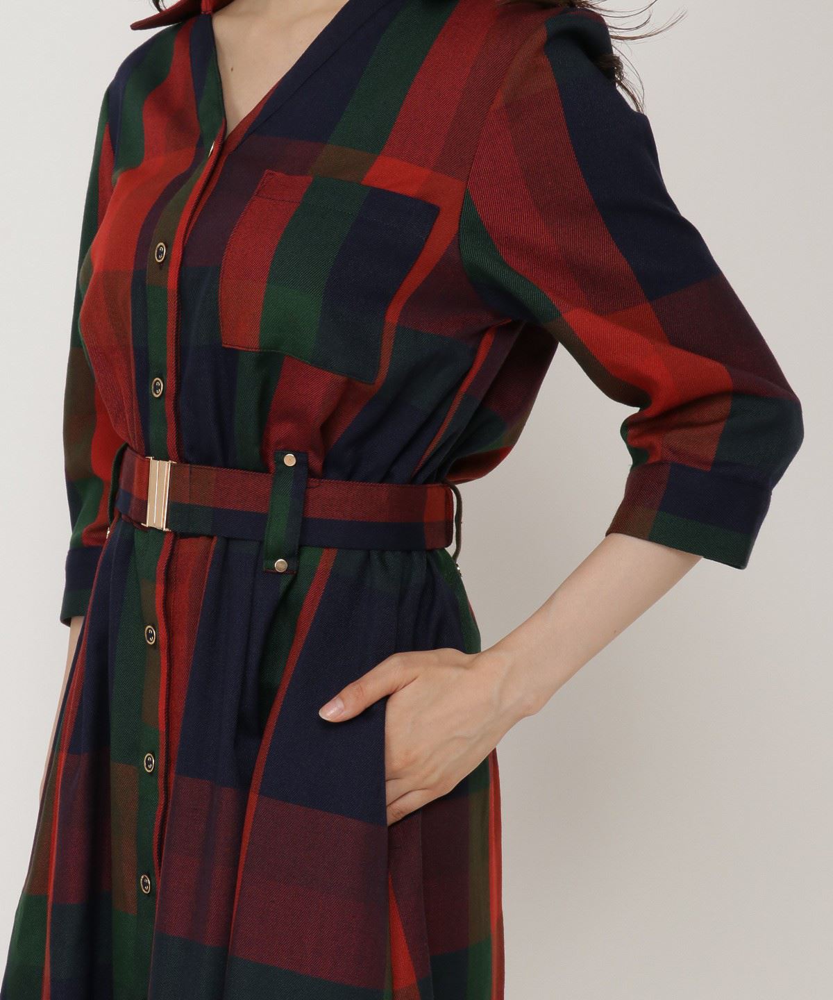 Web 一部店舗限定 カラフルチェックワンピース S グリーン Redyazel 公式オンラインショップ バーンデストローズ