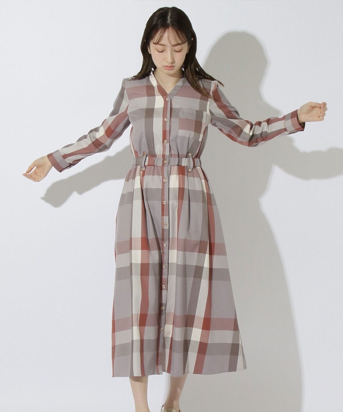 レトロチェックワンピース S ベージュ Redyazel 公式オンラインショップ バーンデストローズ