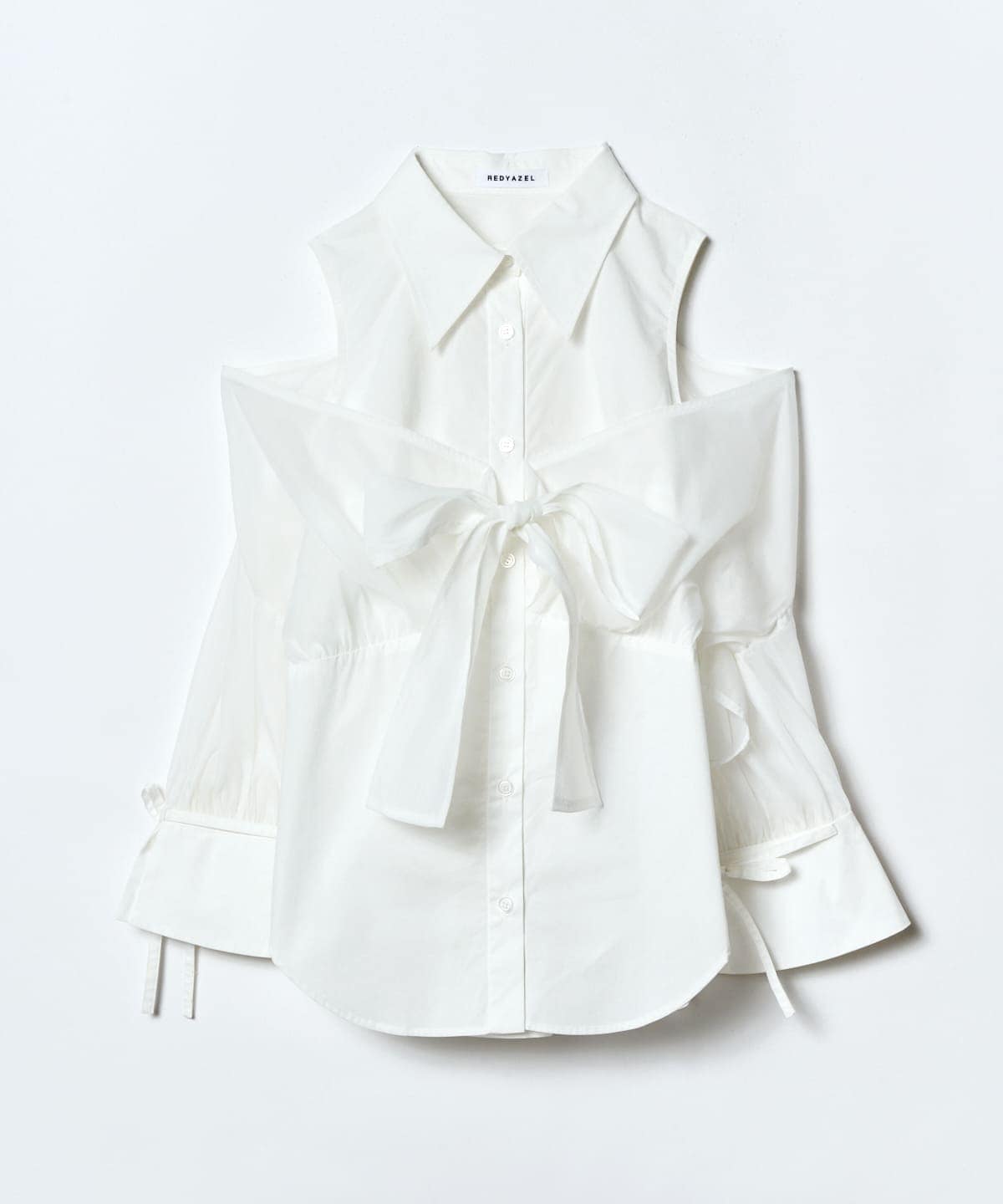 フロントリボンオフショルシャツ