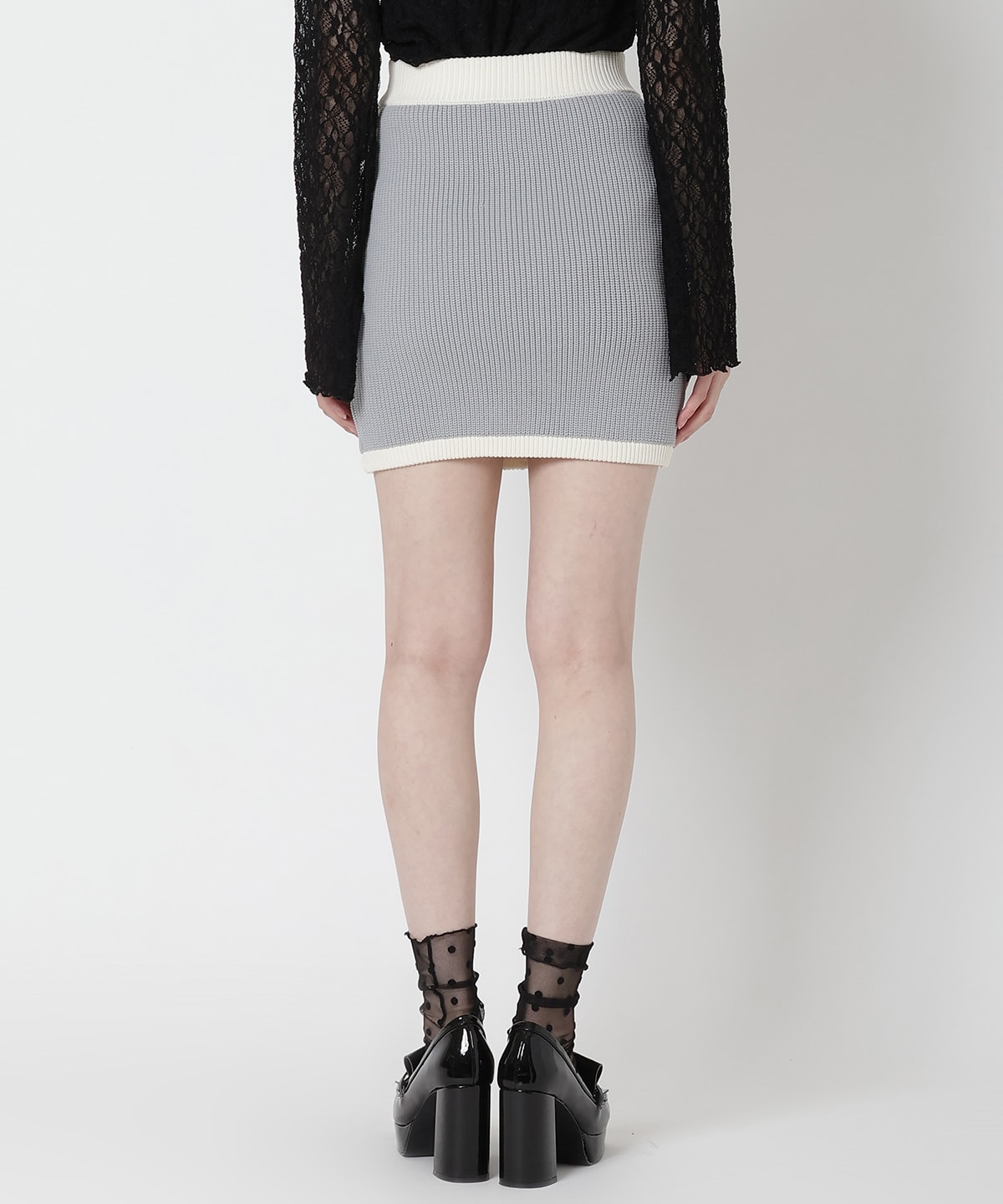 配色ニットミニスカート