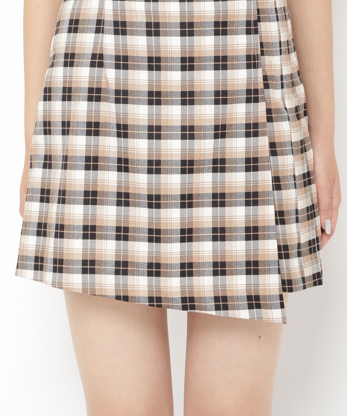 ブローチ付プリーツチェックスカショーパン