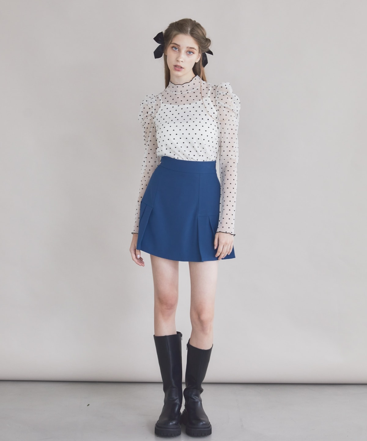 【セットアップ可能】サイドプリーツミニスカート