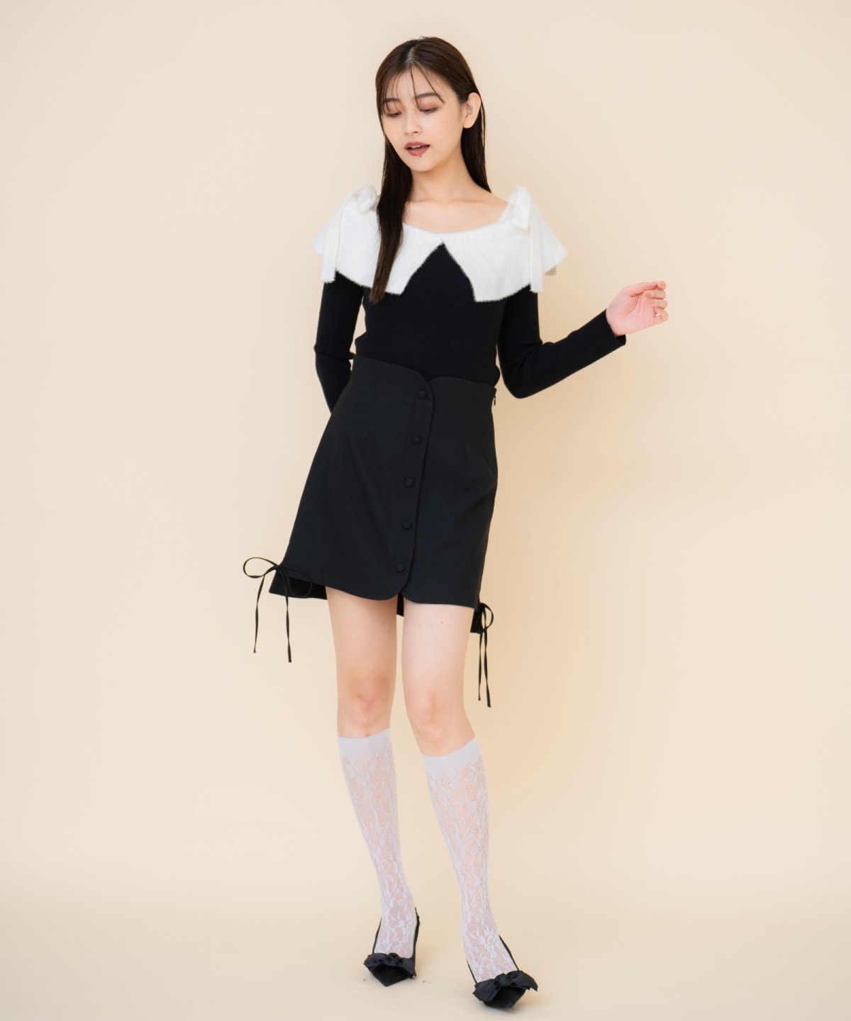 フロントボタンミニスカート