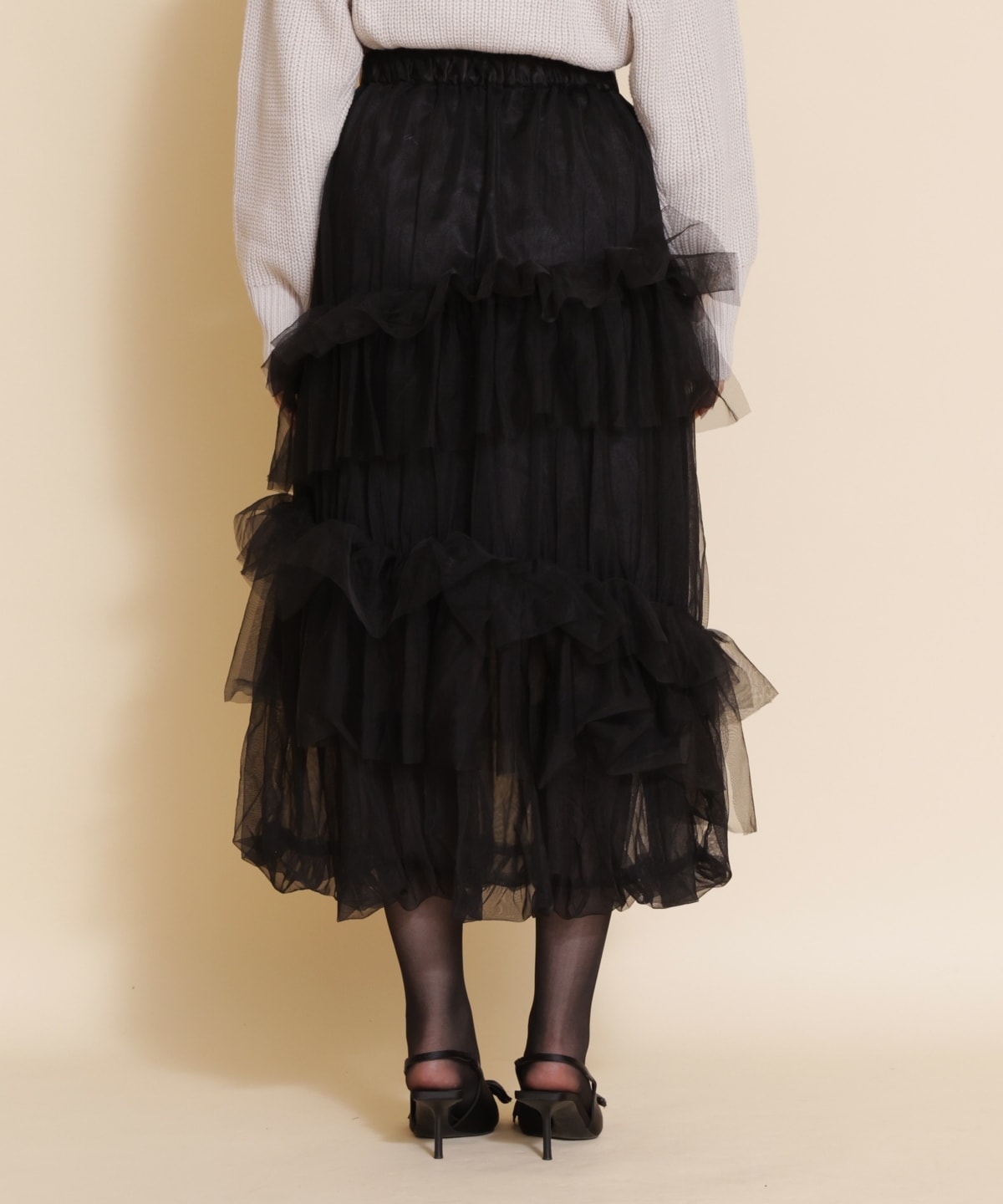 チュールフリルティアードスカート