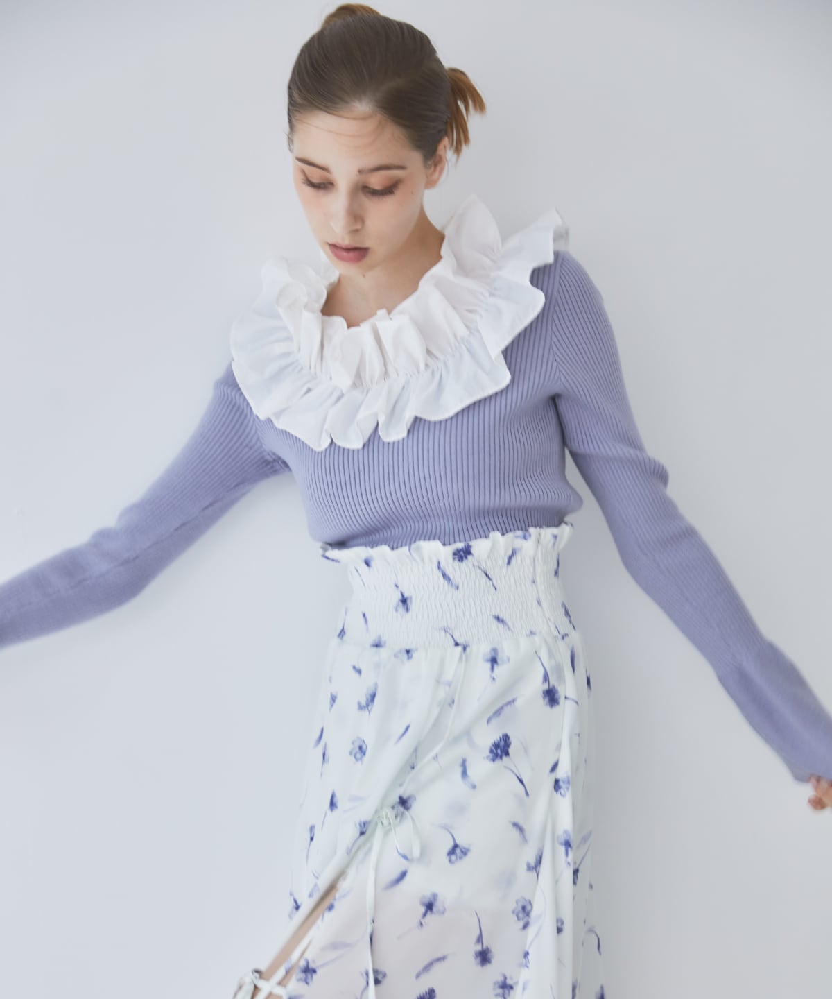 フリルドッキングリブニット