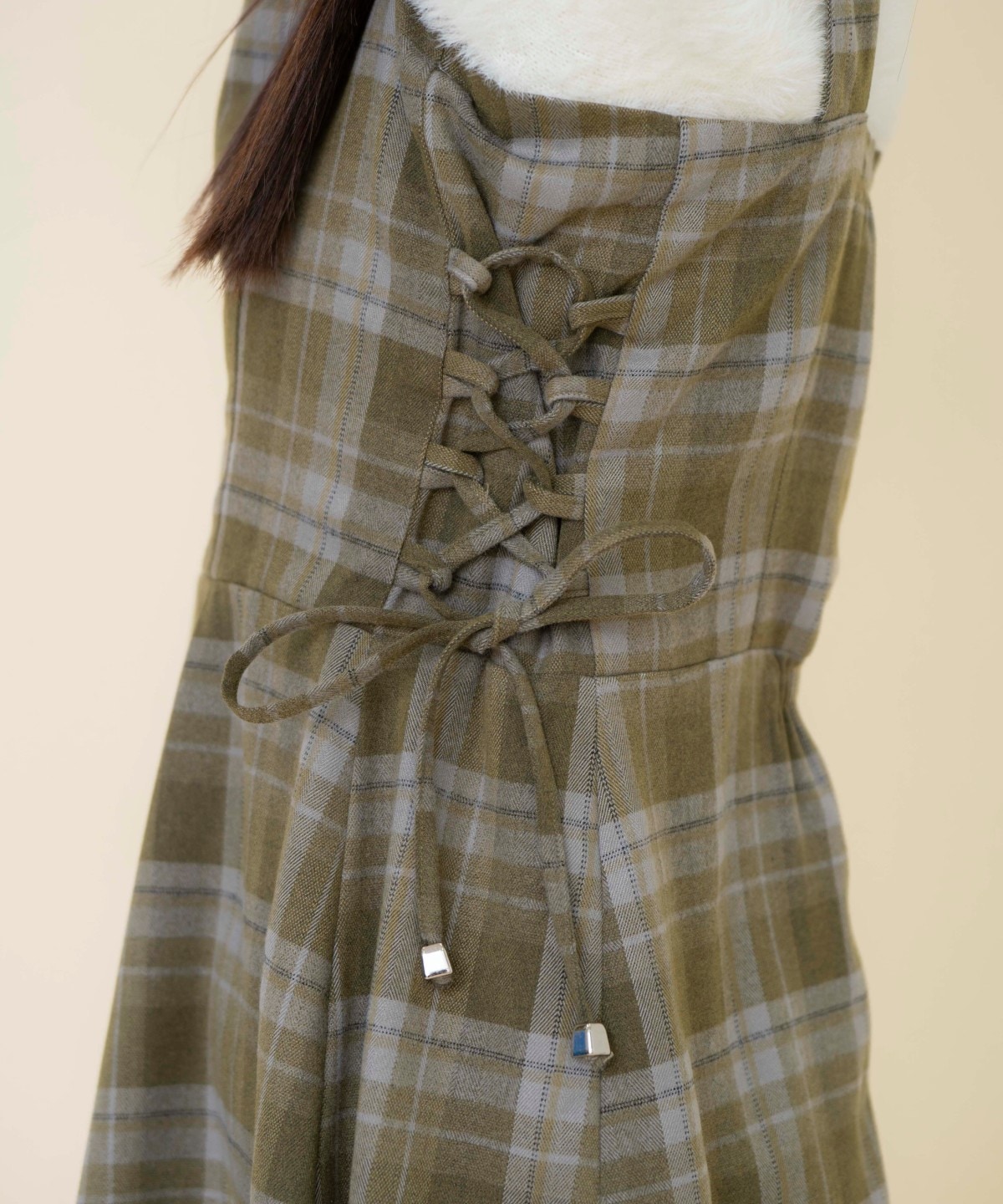 【セットアップ可能】チェックドロストミニワンピース