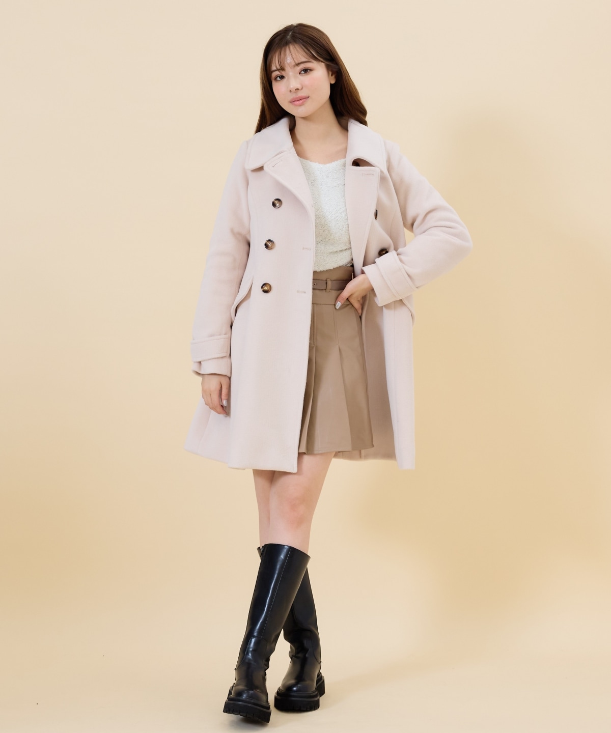 ウールライクダブルミドルコート