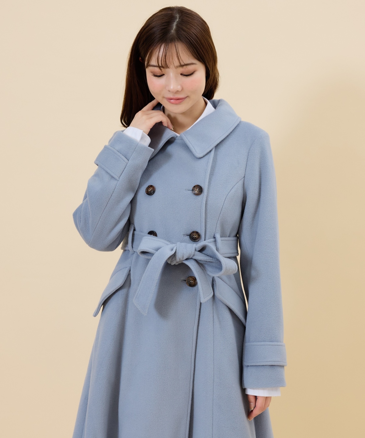 ウールライクダブルロングコート