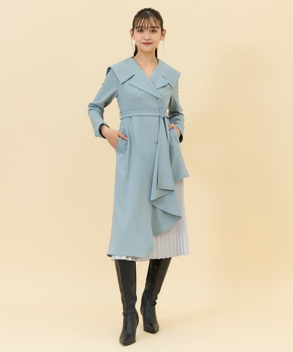 アシメデザインセーラープリーツワンピース