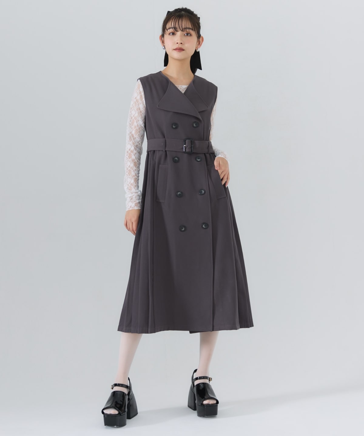 3WAYサイドプリーツトレンチコート