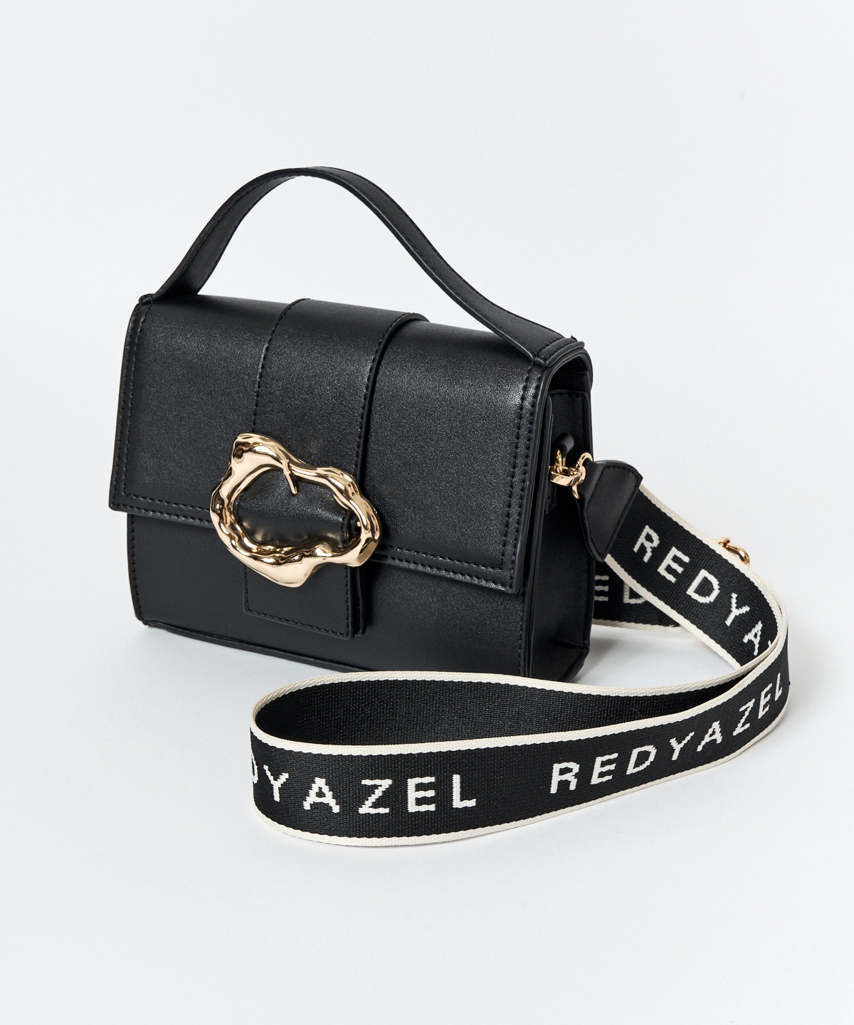 バックルデザインロゴストラップミニバッグ