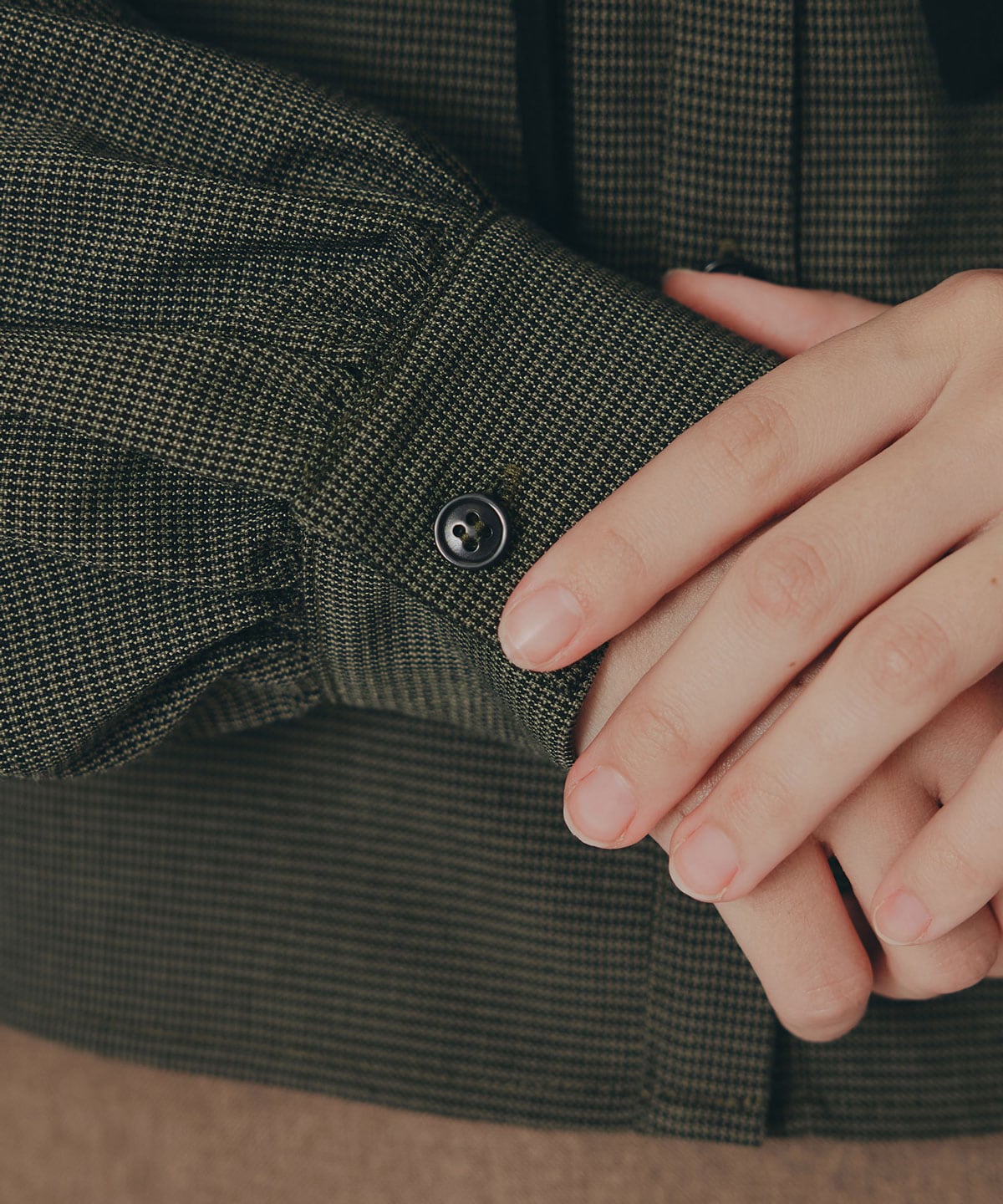 ケープライクグレンチェックリボンタイブラウス