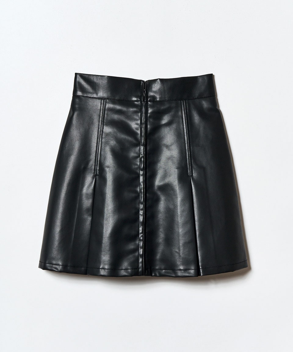 【セットアップ可能】フェイクレザーBOXプリーツミニスカート