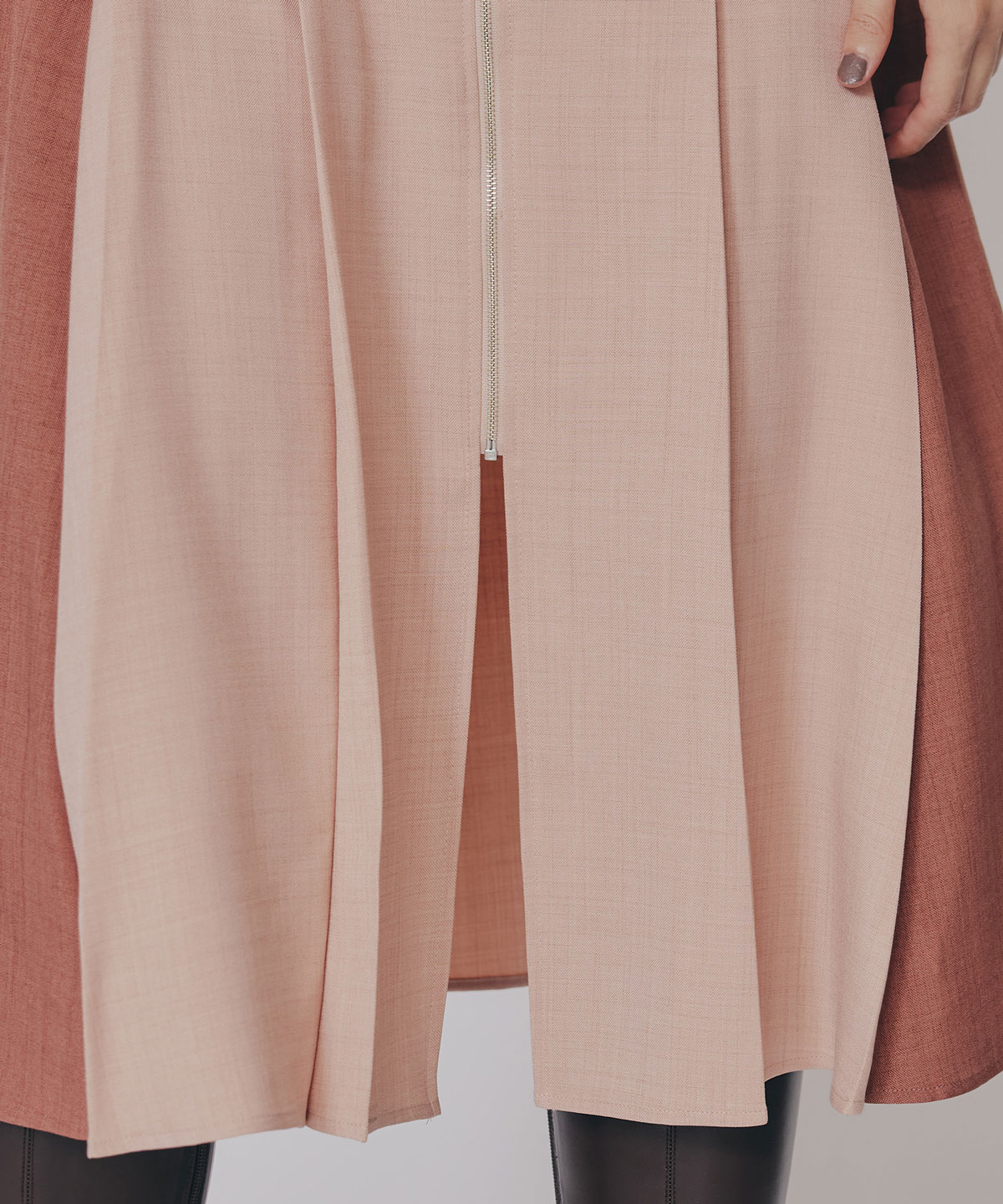 フロントジップバイカラーミディスカート