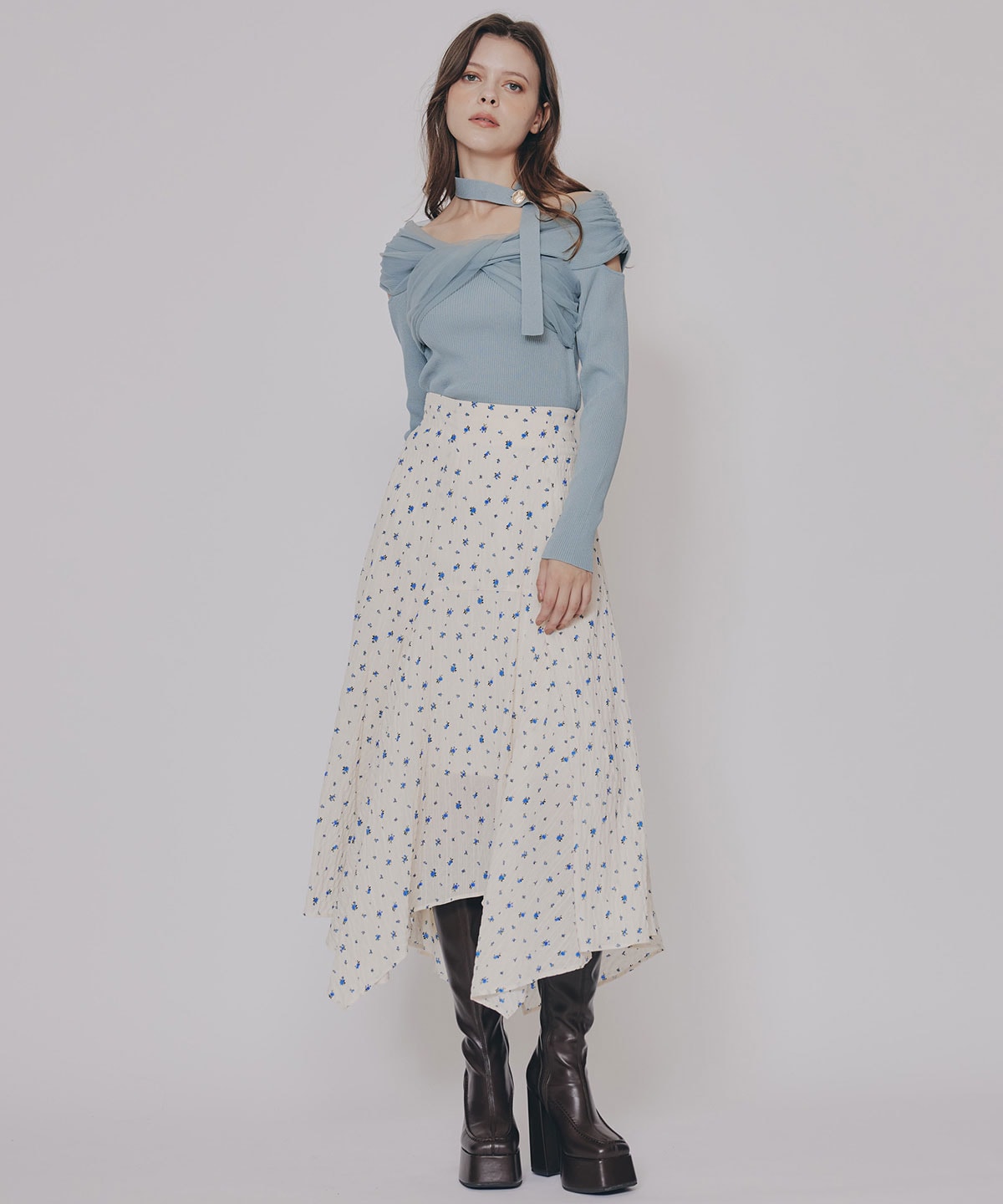 ミニフラワーイレヘムロングスカート