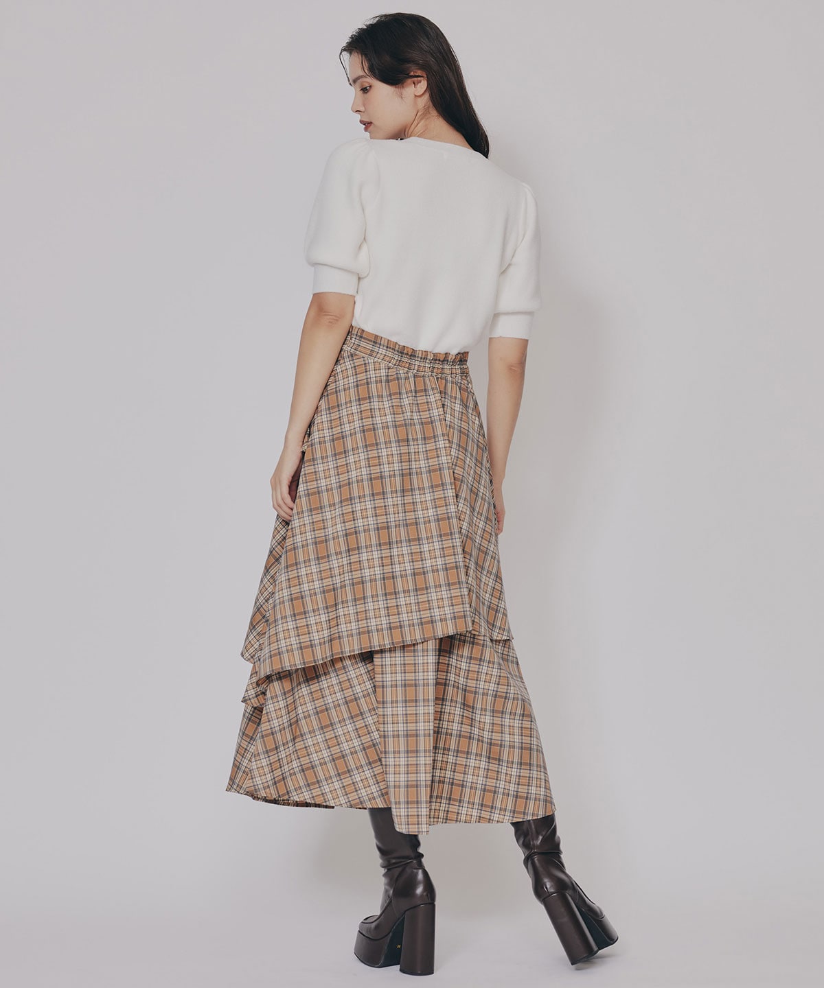 タータンチェックティアードスカート