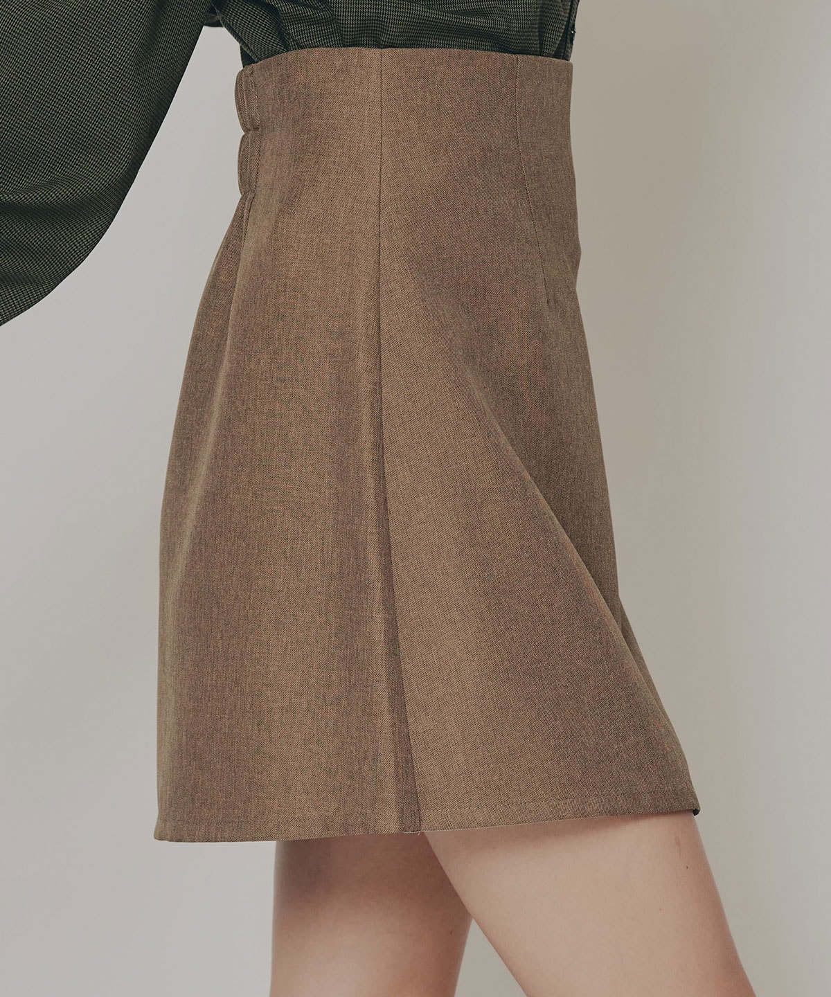 バイカラーアシメプリーツミニスカート