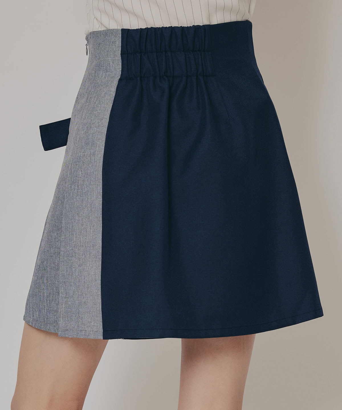 バイカラーアシメプリーツミニスカート