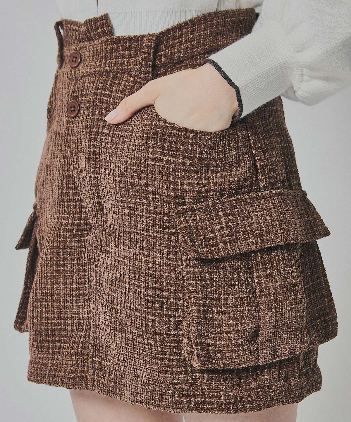 モールツイードカーゴミニスカート