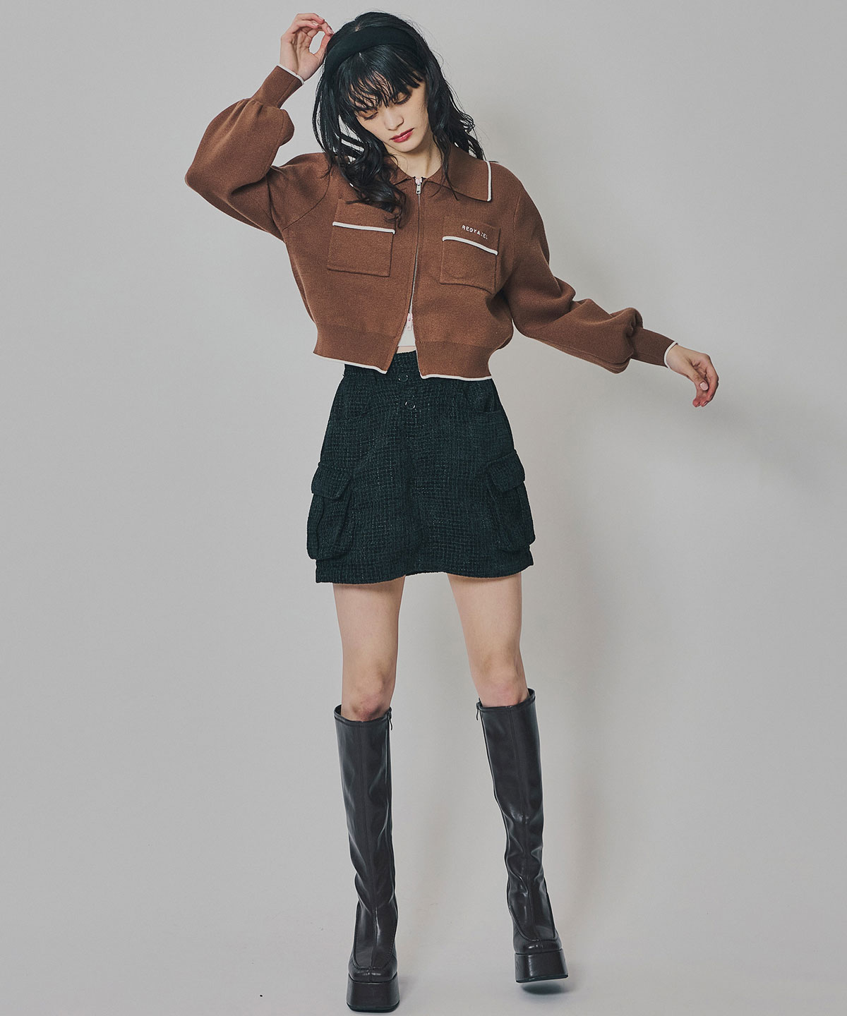 モールツイードカーゴミニスカート