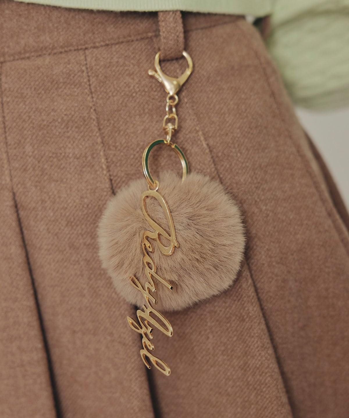 ファーチャームウールライクプリーツミニスカート