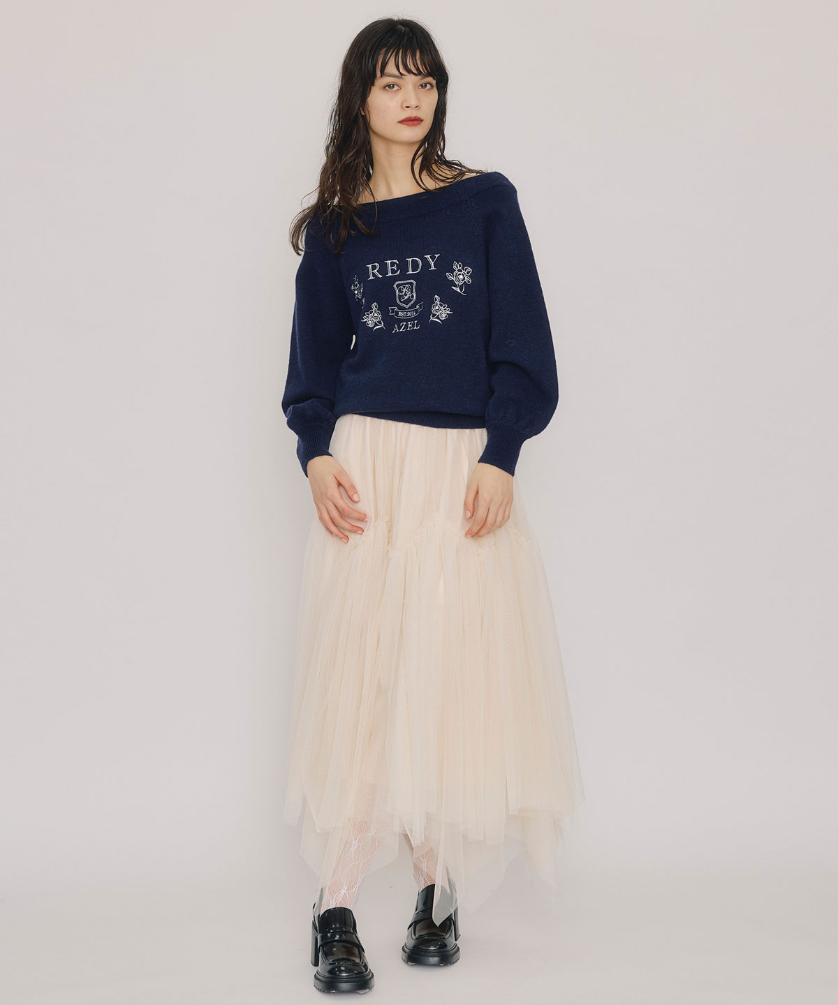 チュールフレアロングスカート