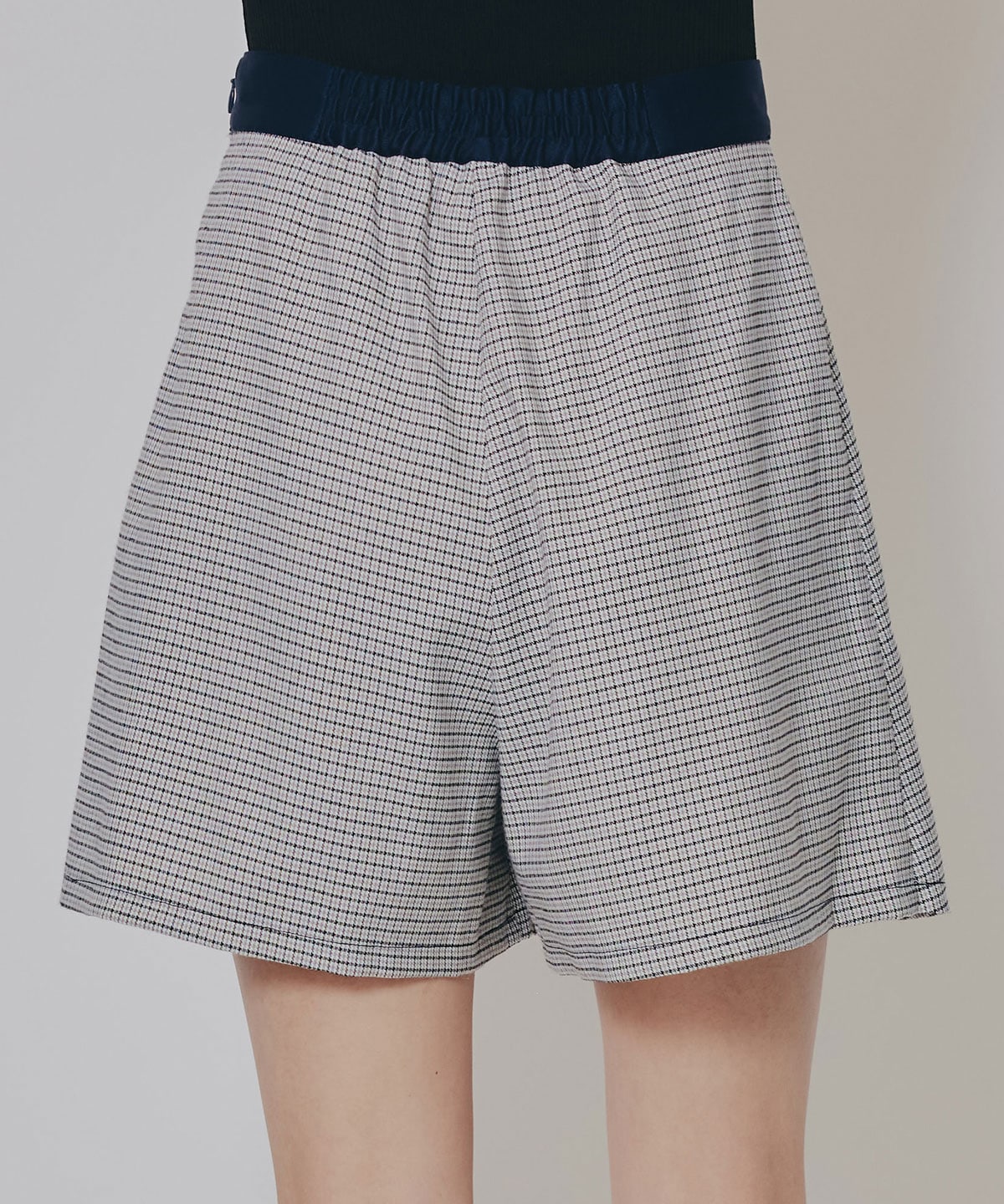 【セットアップ可能】グレンチェックミニラップスカートライクショートパンツ