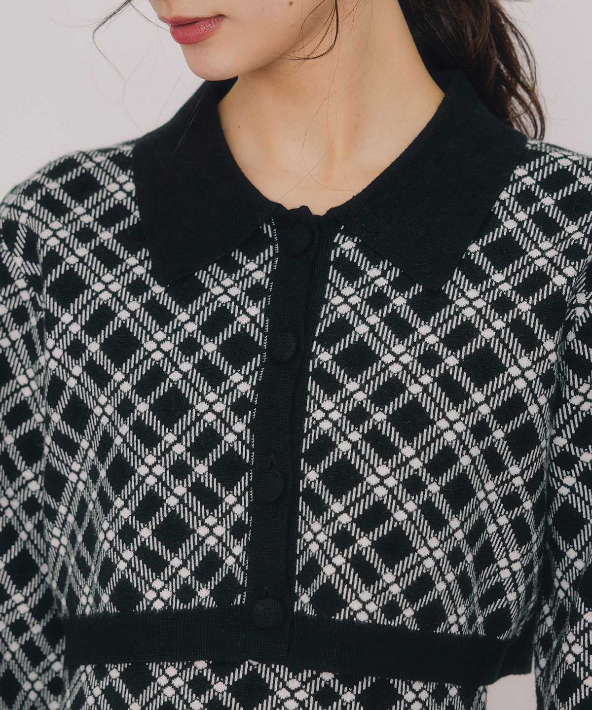 クラシカルニットカーディガン×キャミソールニットワンピースセットアップ