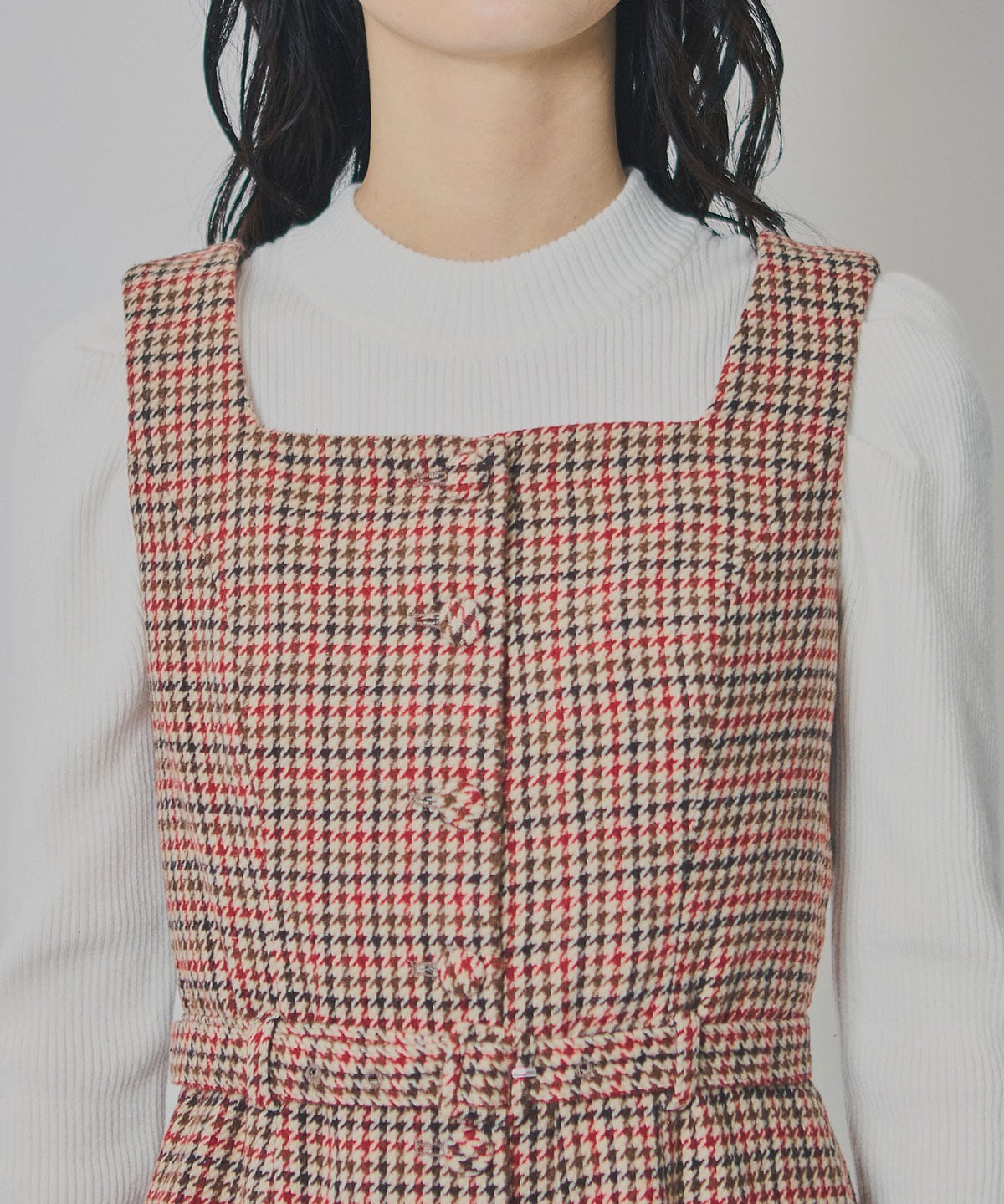 ハウンドトゥースショートジャケット×ミニワンピース