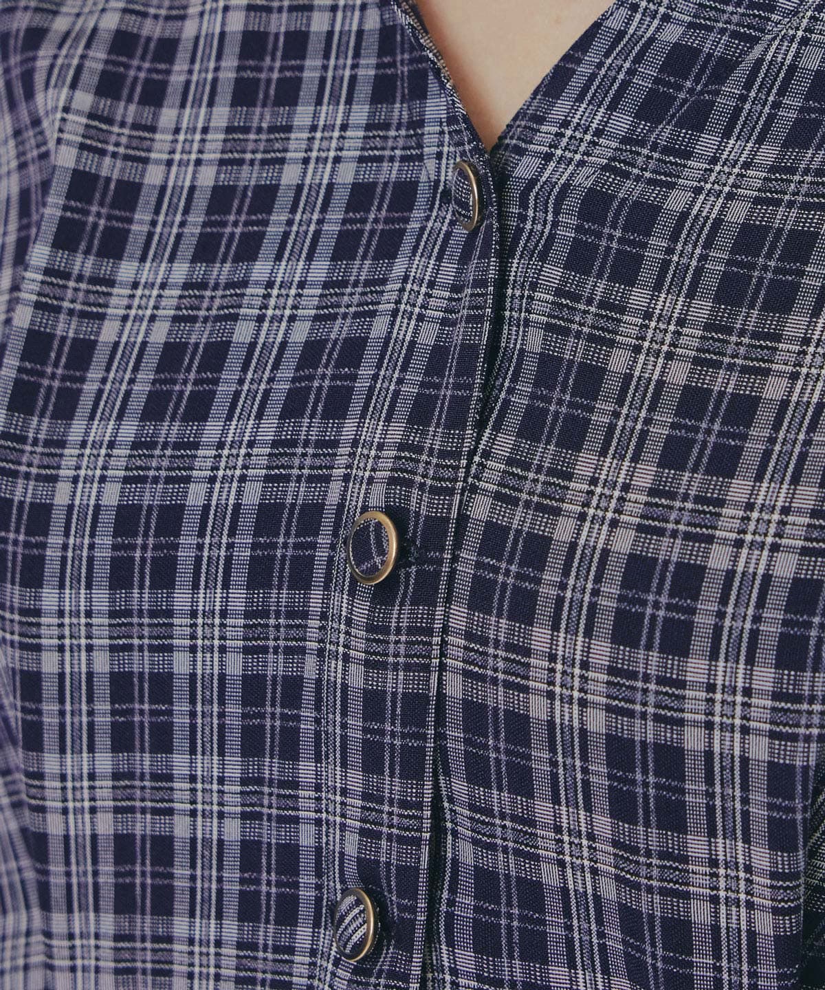 チェックバイカラーウエストベルトシャツワンピース